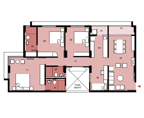 Type J (3.5BHK + 3T)