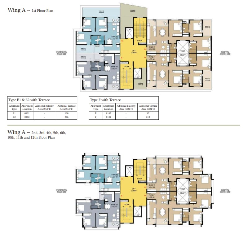 1st, 2nd, 3rd, 4th, 5th, 6th, 10th, 11th and 12th Floor Plan