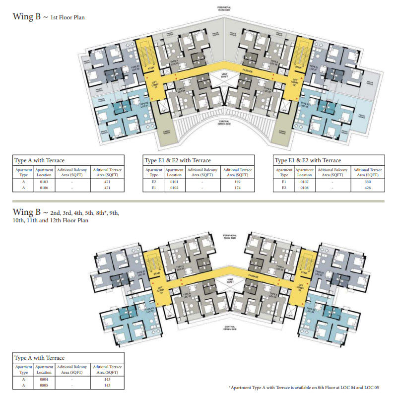 1st, 2nd, 3rd, 4th, 5th, 8th, 9th, 10th, 11th and 12th Floor Plan