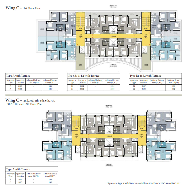 1st, 2nd, 3rd, 4th, 5th, 6th, 7th, 10th, 11th and 12th Floor Plan
