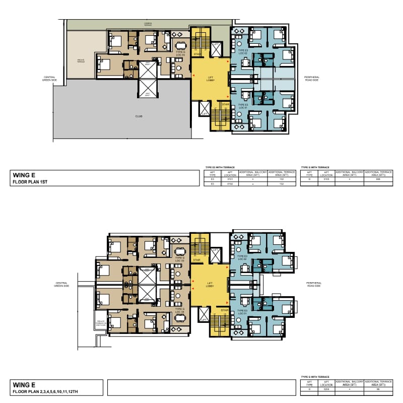 1st, 2nd, 3rd, 4th, 5th, 6th, 10th, 11th and 12th Floor Plan