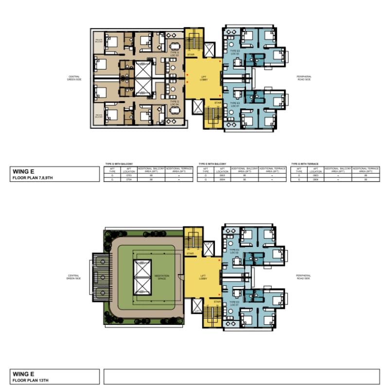 7th, 8th, 9th and 13th Floor Plan