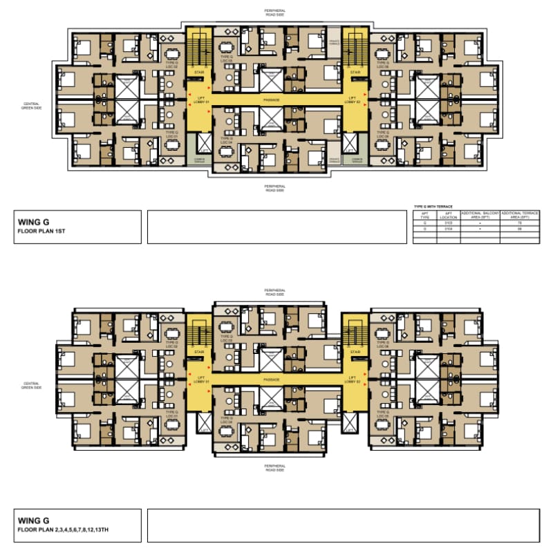 1st, 2nd, 3rd, 4th, 5th, 6th, 7th, 8th, 12th and 13th Floor Plan