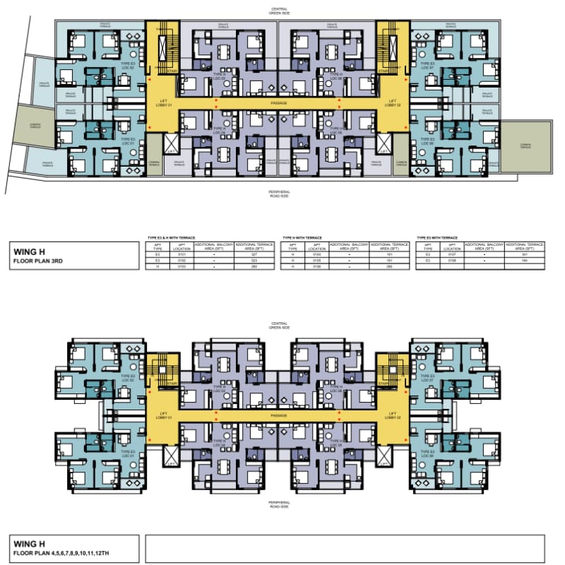 3rd, 4th, 5th, 6th, 7th, 8th, 9th, 10th, 11th and 12th Floor Plan