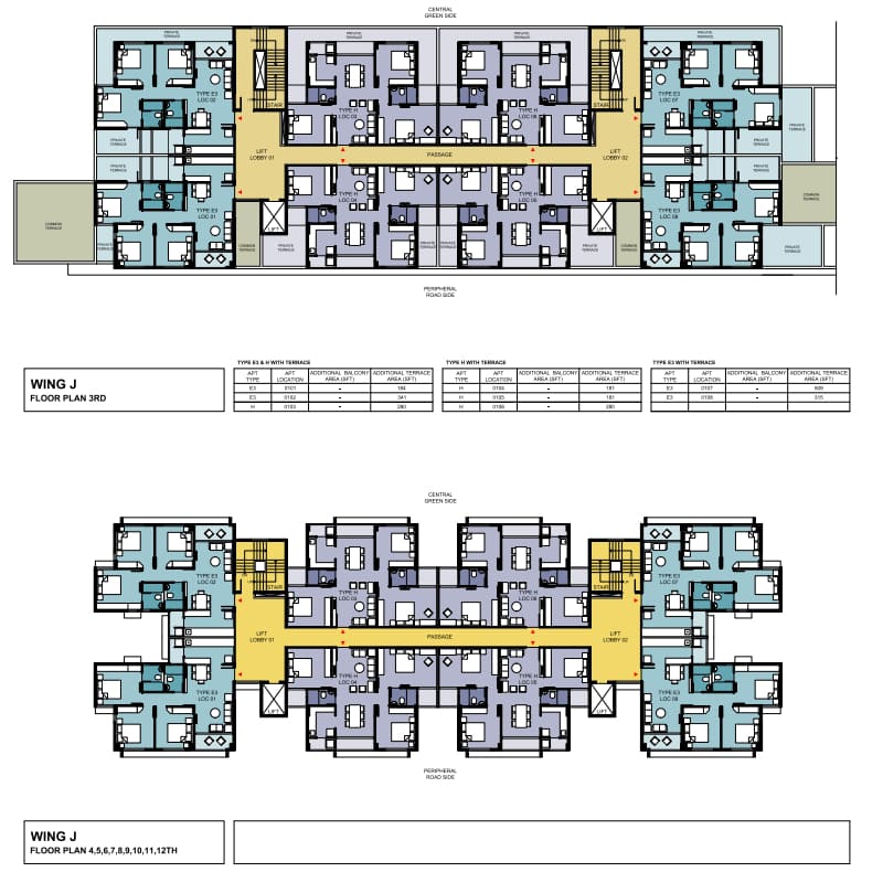 3rd, 4th, 5th, 6th, 7th, 8th, 9th, 10th, 11th and 12th Floor Plan